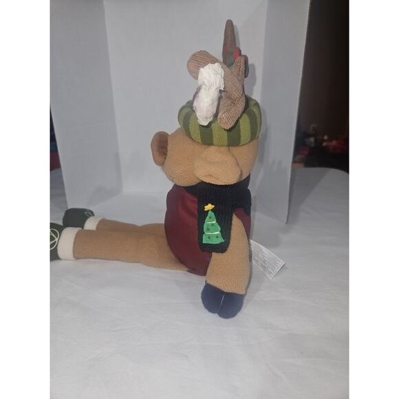 Plush Stuffed Animal Christmas Brown Reindeer Shelf Sitter 18” Long - Picture 3 of 3